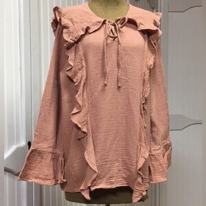Polagram Oversized Hippy Boho Ruffle Top S Western Free People Anthropologie